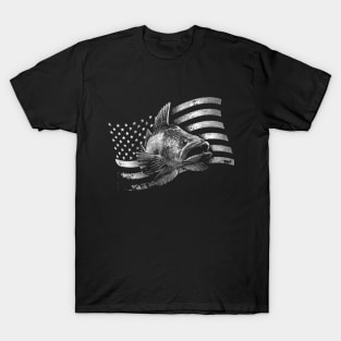 Walleye fishing vintage style USA flag T-Shirt